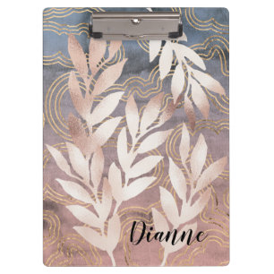 Porte-bloc Projections de feuilles de rose doré sur fond abst