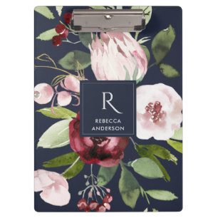 PORTE-BLOC PROTÉA FLORAL DU BURGOUNDA DE LA MARINE VINTAGE