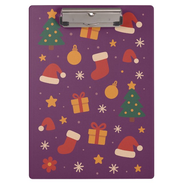 Porte-bloc Purple Christmas Pattern Aesthetic – Cute Holiday  (Devant)