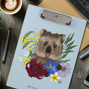 Porte-bloc Quokka Happy Australie Florale Bleu