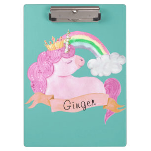 Porte-bloc 🌈 Rainbow Unicorn Nom personnalisé