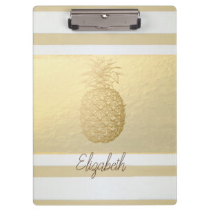 Porte-bloc Rayures dorées modernes pour fille, Ananas doré