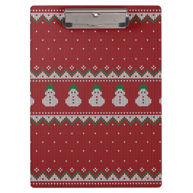 Porte-bloc Red Christmas Knit Apple Pattern | Winter Holiday (Devant)