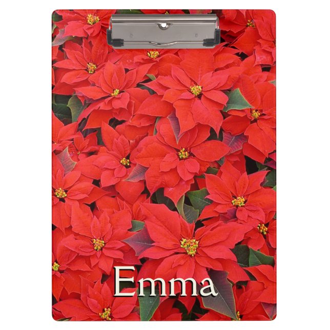 Porte-bloc Red Poinsettias I Christmas Holiday Floral Photo (Devant)
