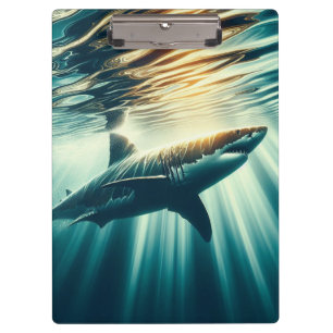 Porte-bloc Requin dans la mer bleue profonde & soleil
