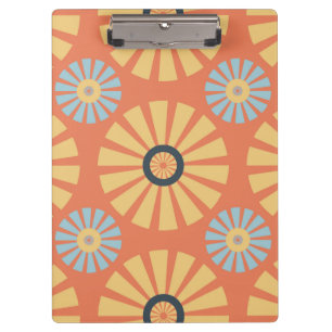 Porte-bloc Retro Abstrat Motif de marguerites bleues et orang