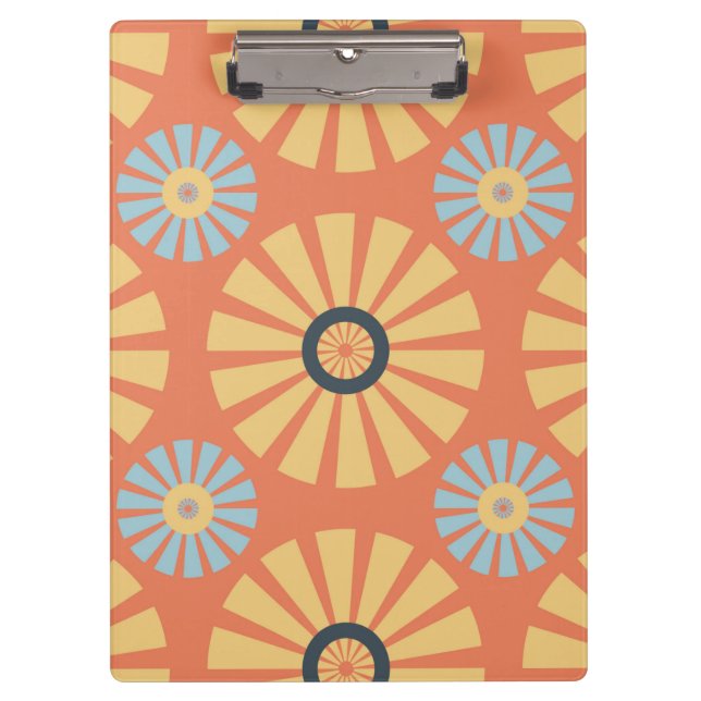 Porte-bloc Retro Abstrat Motif de marguerites bleues et orang (Devant)