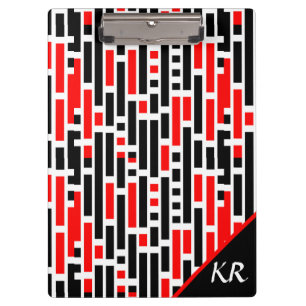 Porte-bloc Retro Art Déco Rouge Noir Abstrait Motif Monogramm