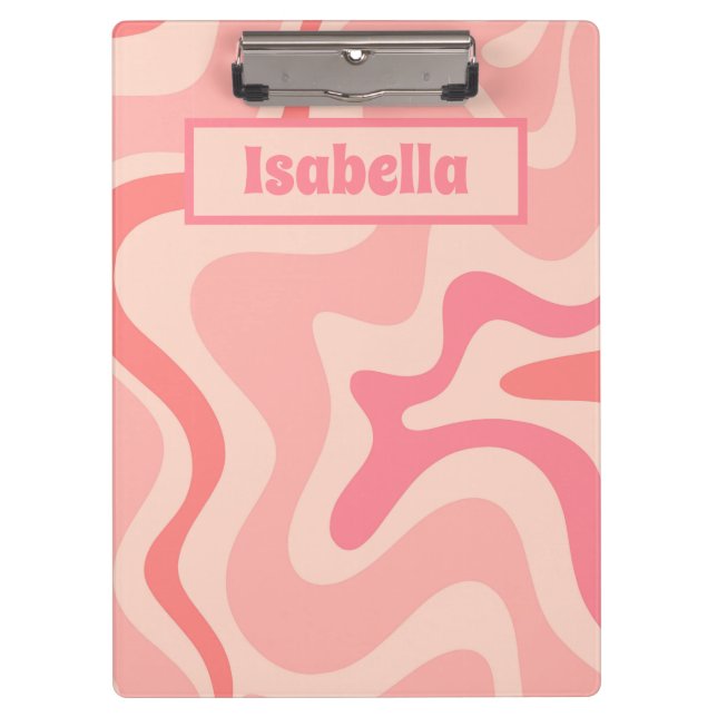 Porte-bloc Retro Liquid Swirl Abstrait rose Personnalisé (Devant)