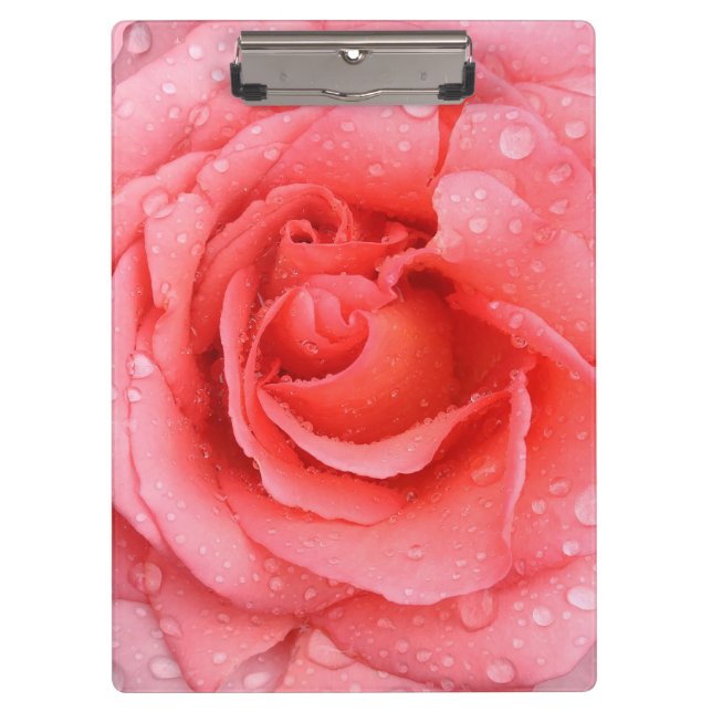 Porte-bloc Romantique Rose rose rouge gouttes d'eau (Devant)