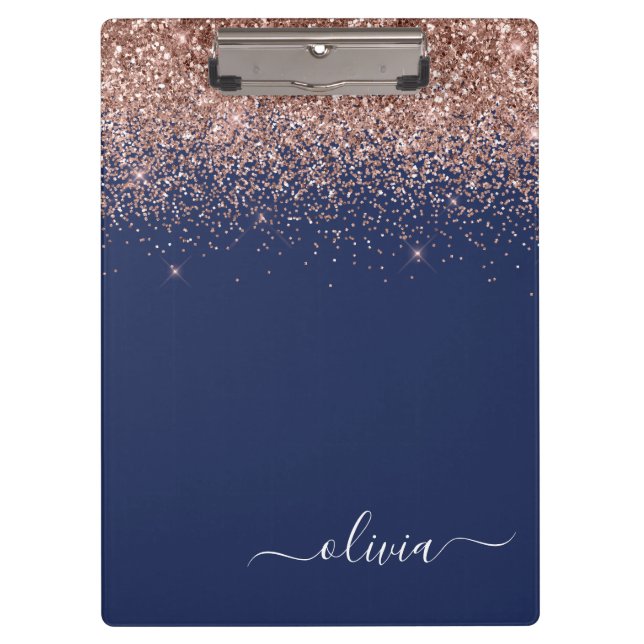 Porte-bloc Rose bleu marine Gold Blush Pink Parties scintilla (Devant)