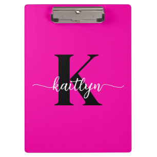 Porte-bloc Rose Chaude Monogramme Noir