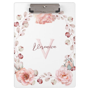 Porte-bloc Rose d'aquarelle Wreath personnalisée BLANCHE