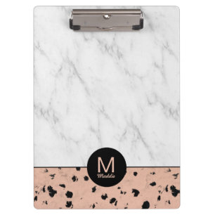 Porte-bloc Rose élégant or et marbre Motif avec Monogram