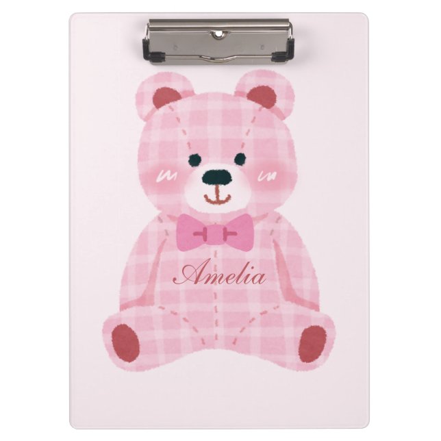 Porte-bloc Rose En vichy Teddy (Devant)