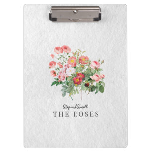 Porte-bloc Rose floral à script moderne personnalisé