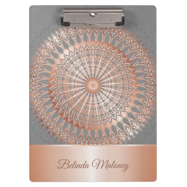 Porte-bloc Rose Gold Grey Mandala (Devant)