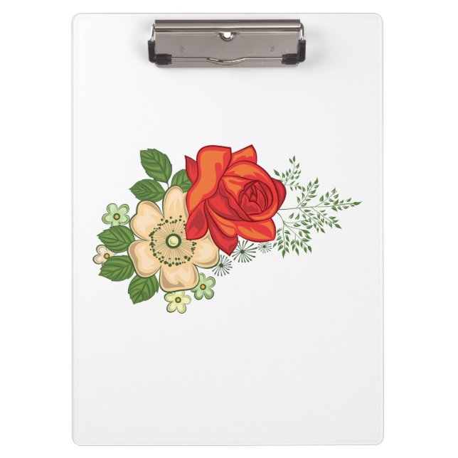 Porte-bloc Rose rouge et marguerites (Devant)