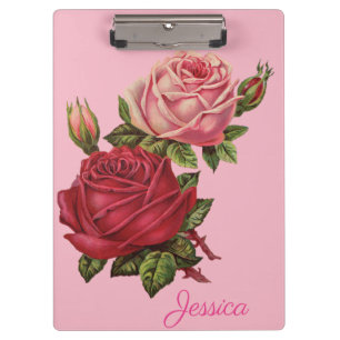 Porte-bloc Rose vintage avec votre nom