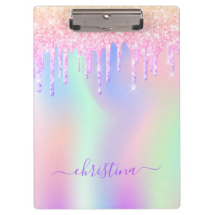 Porte-bloc Rose violet vert menthe gouttes holographique