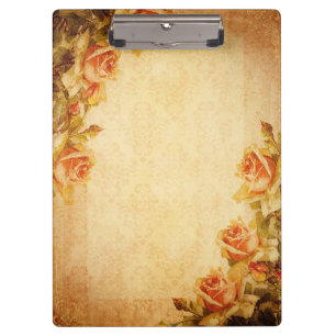 Porte-bloc Roses de pêche Shabby Chic Damassé Vintage