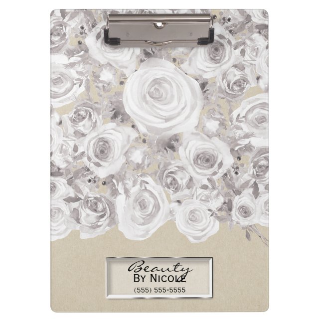 Porte-bloc Roses d'hiver rustiques blanches Kraft Shabby Chic (Devant)