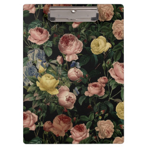 Porte-bloc Roses vintages de fleur et rêves Motif-Foncés