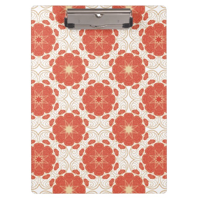 Porte-bloc Rouge et motif floral de dentelle d'or (Devant)