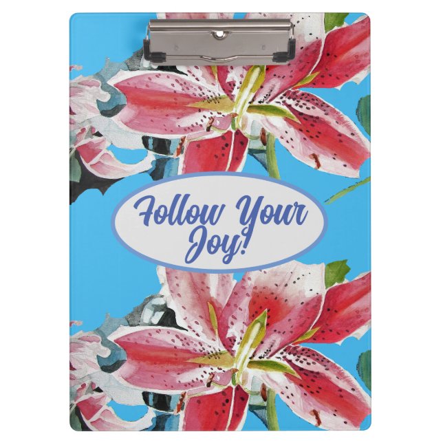 Porte-bloc Rouge rose Lys floral Bleu Votre joie (Devant)