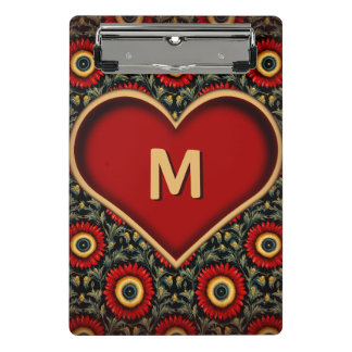 Porte-bloc Rouge Vintage Coeur Monogramme Mini Porte - bloc