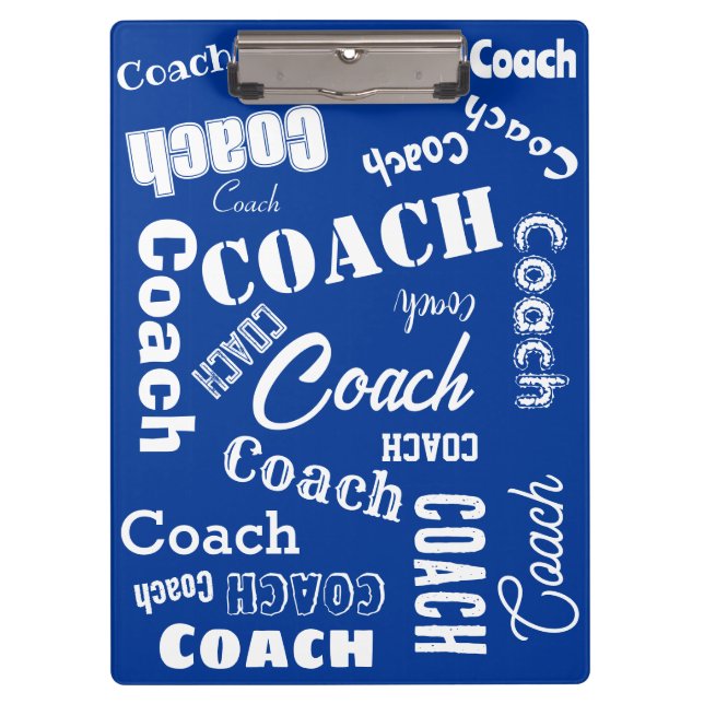 Porte-bloc Royal Bleu Blanc Personnalisé Coach Nom Cadeau Art (Devant)
