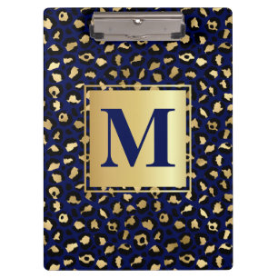 Porte-bloc Royal Blue & Gold Glam Leopard Spots Imprimer
