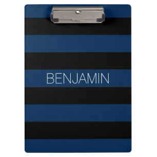 Porte-bloc Rugby bleu marine et noir avec nom personnalisé
