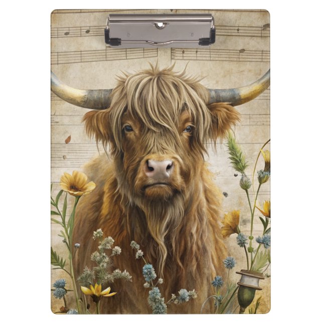 Porte-bloc Rustic Highland Cow  (Devant)