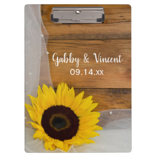 Porte-bloc Rustic Sunflower and Bridal Veil Country Wedding