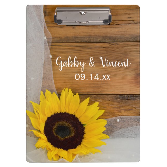 Porte-bloc Rustic Sunflower and Bridal Veil Country Wedding (Devant)