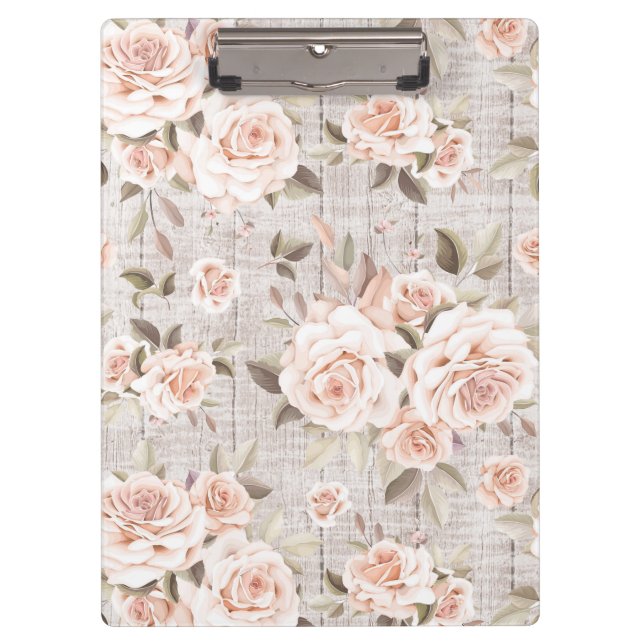 Porte-bloc Rustic Wood & Vintage Roses Romantic Shabby Chic (Devant)