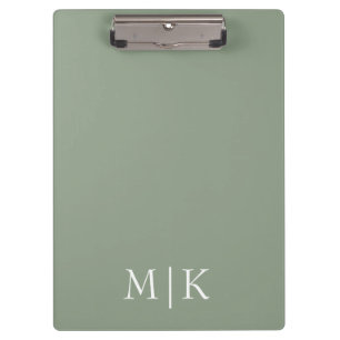 Porte-bloc Sage vert et blanc Monogramme moderne
