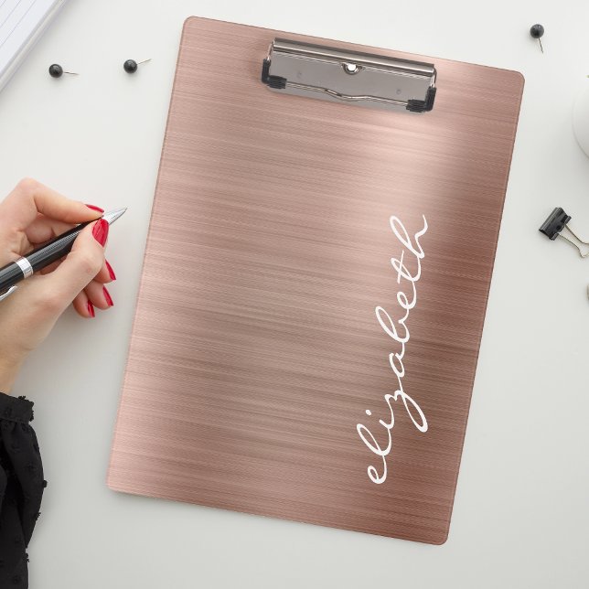 Porte-bloc Script de signature personnalisée en métal or rose (Créateur téléchargé)