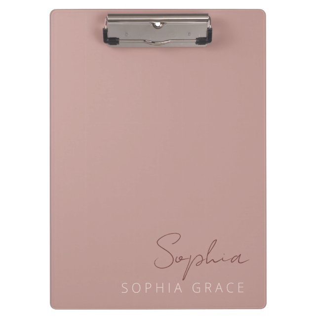 Porte-bloc Script manuscrit personnalisé moderne Rose poussié (Devant)