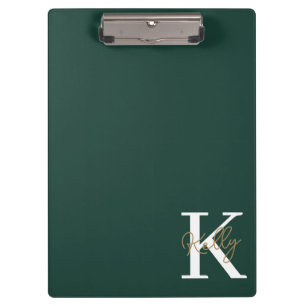Porte-bloc Script moderne Emerald Green Monogram