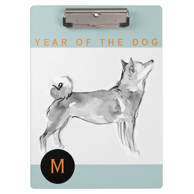 Porte-bloc Shiba Inu Peinture Chien chinois Année Monogramme  (Devant)