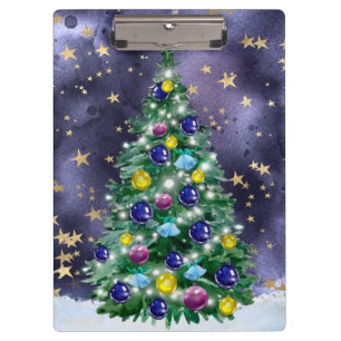 Porte-bloc Shiny Christmas tree with bright colored baubles