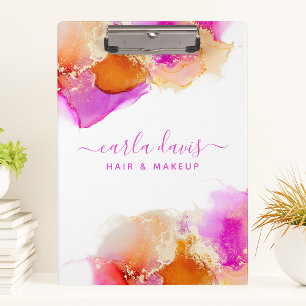 Porte-bloc Signature Script Rose Orange Encre d'alcool