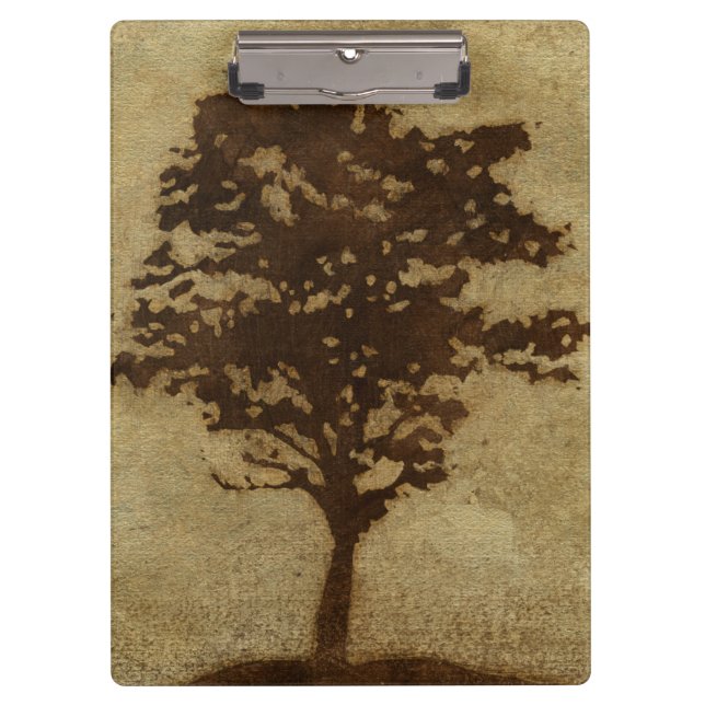 Porte-bloc Silhouette d'arbre sur Arrière - plan de bronze (Devant)