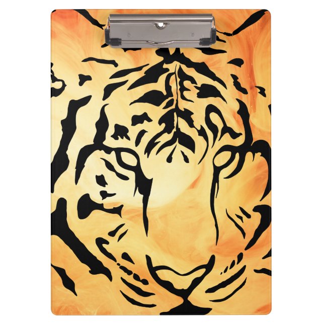 Porte-bloc Silhouette de tigre noir et blanc (Devant)
