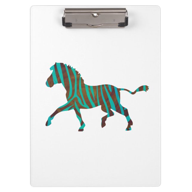 Porte-bloc Silhouette d'impression Brown et Turquoise Zebra (Devant)
