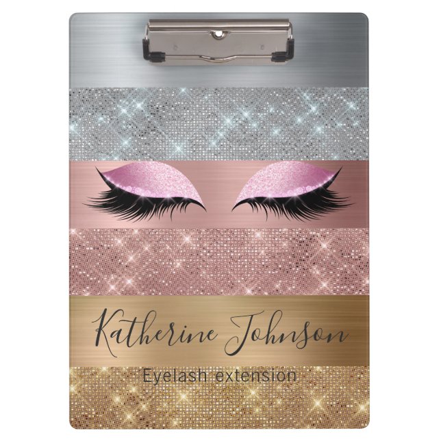 Porte-bloc Silver Gold Rose Parties scintillant or Beauté Eye (Devant)