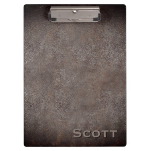 Porte-bloc Simili cuir Brown rustique décoré d'un monogramm