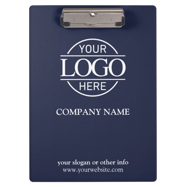Porte-bloc Simple Navy Blue Custom Company Logo d'entreprise (Devant)